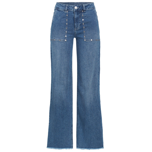 Damen Wide-Leg-Jeans mit Nieten Applikation