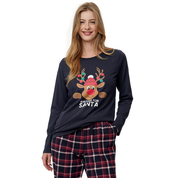 Damen Weihnachtsschlafanzug mit Print