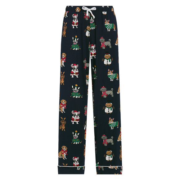Damen Weihnachtsschlafanzug mit Hunde-Prints