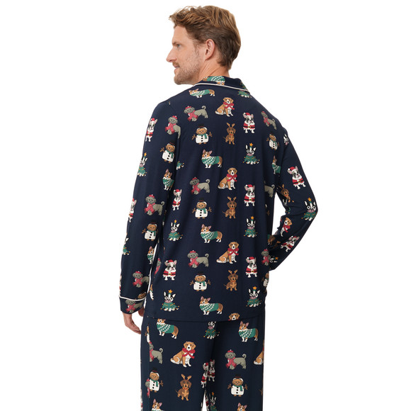 Herren Weihnachtsschlafanzug mit Hunde-Prints