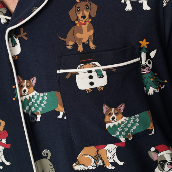 Herren Weihnachtsschlafanzug mit Hunde-Prints