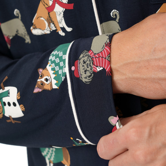Herren Weihnachtsschlafanzug mit Hunde-Prints