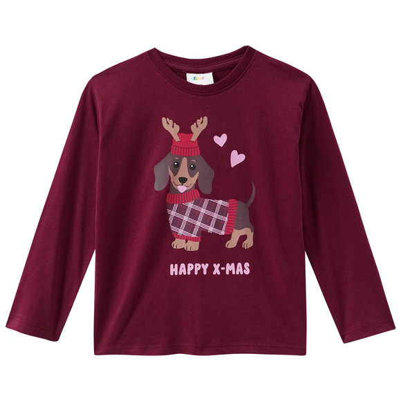 Kinder Weihnachtsschlafanzug mit Dackel-Print