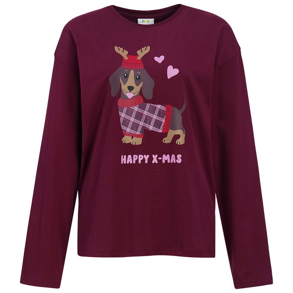 Damen Weihnachtsschlafanzug mit Dackel-Print