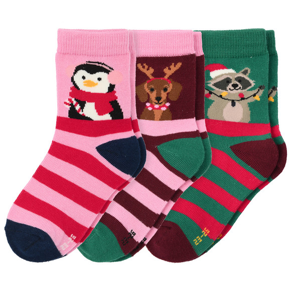 3 Paar Mädchen Weihnachtssocken im Set