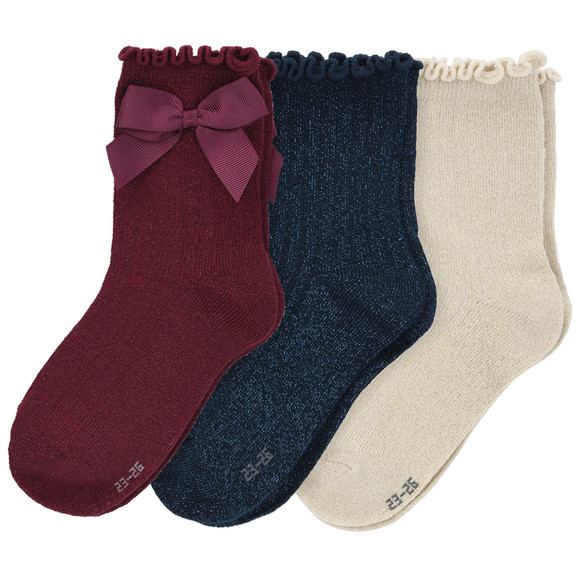 3 Paar Mädchen Socken mit Effektgarn