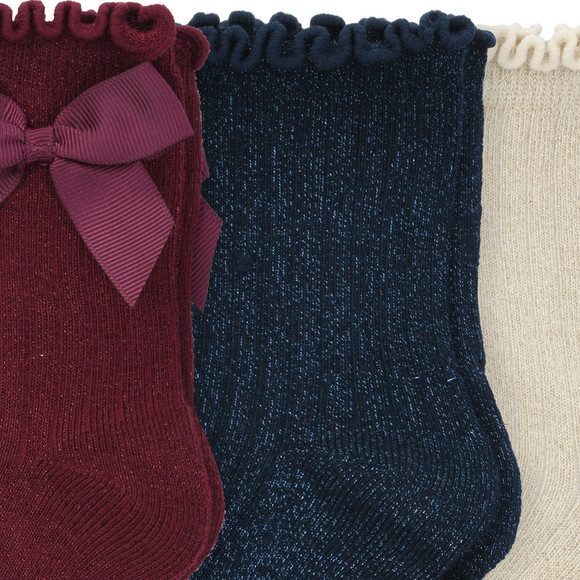 3 Paar Mädchen Socken mit Effektgarn