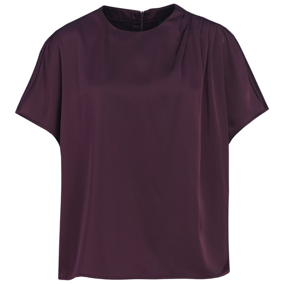 Satijnen damesblouse met plooidetail