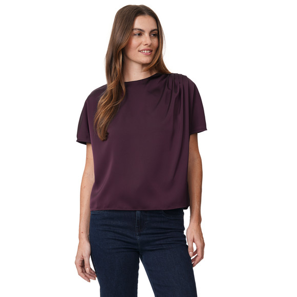 Satijnen damesblouse met plooidetail