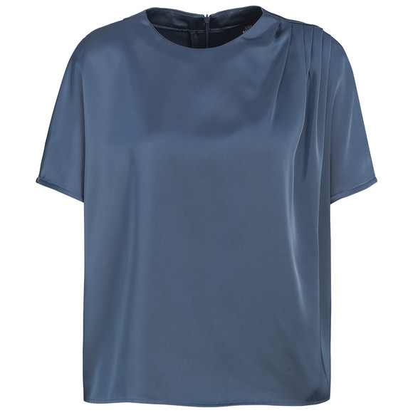 Satijnen damesblouse met plooidetail