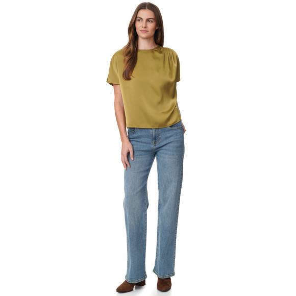Satijnen damesblouse met plooidetail