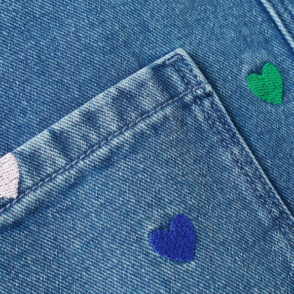 Mädchen Jeanskleid mit Stickerei