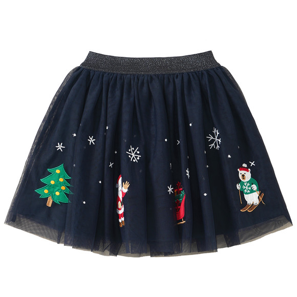 Mädchen Weihnachtsrock mit Applikationen