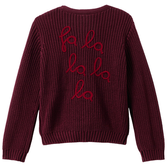 Mädchen Weihnachtsstrickjacke mit Stickerei