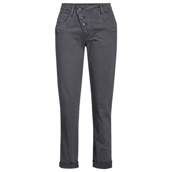 Damen Boyfriend-Jeans mit schräger Knöpfung