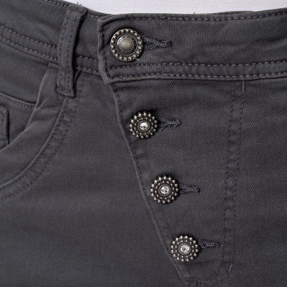 Damen Boyfriend-Jeans mit schräger Knöpfung