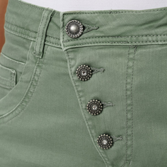 Damen Boyfriend-Jeans mit schräger Knöpfung