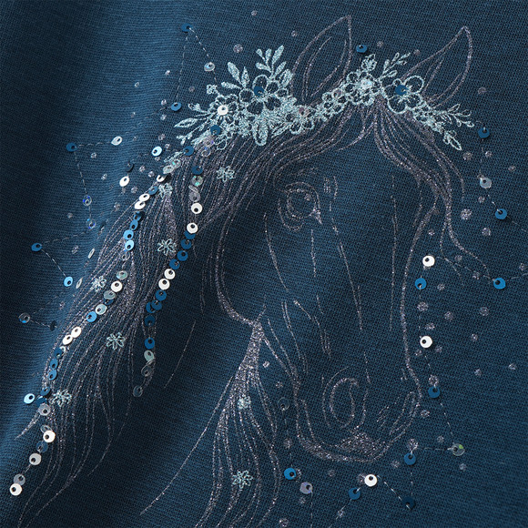Mädchen Thermo-Kleid mit Pferde-Print