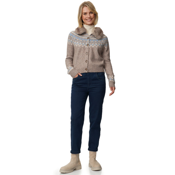 Damesvest met afneembare bontkraag