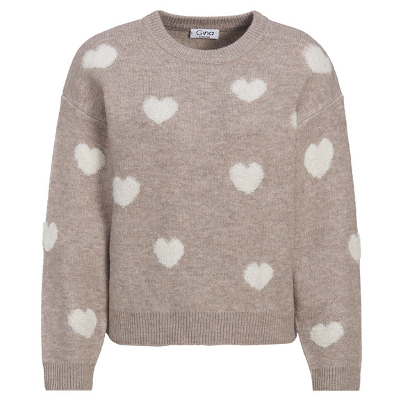 Damen Strickpullover mit Herz-Allover