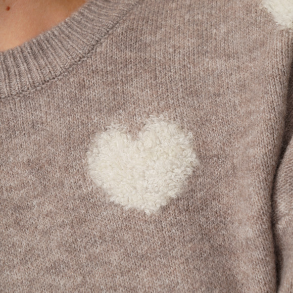 Damen Strickpullover mit Herz-Allover
