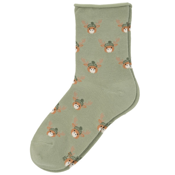 1 Paar Damen Socken mit Elch-Motiven