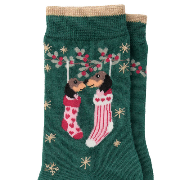 1 Paar Damen Weihnachtssocken mit Dackeln