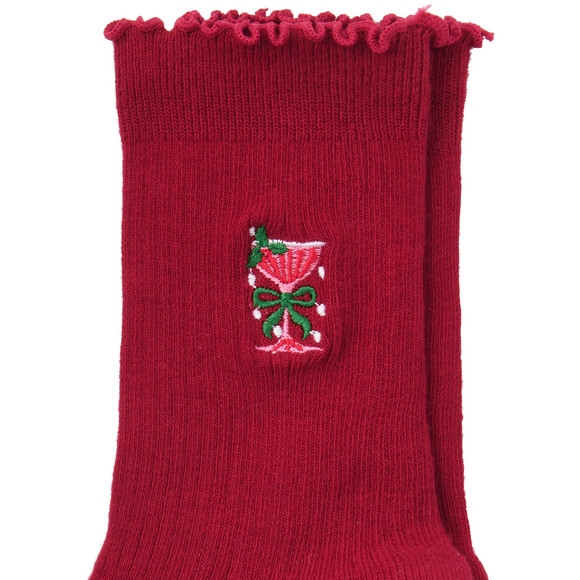 1 paar kerstsokken voor dames met borduursel