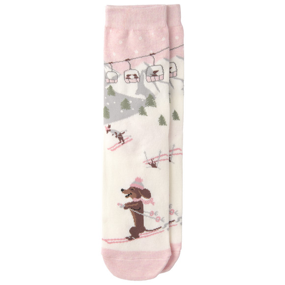 1 Paar Damen Socken mit Dackel-Motiv