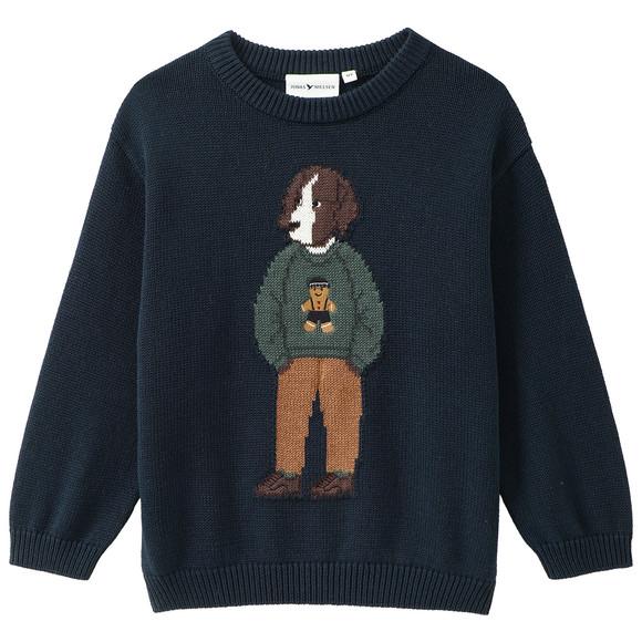 Jungen Strickpullover mit Hunde-Motiv