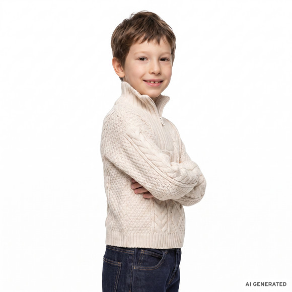 Jungen Strickpullover im Troyer-Style