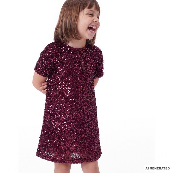 Mädchen Paillettenkleid mit Kurzarm