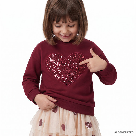 Mädchen Sweatshirt mit Herz-Motiv