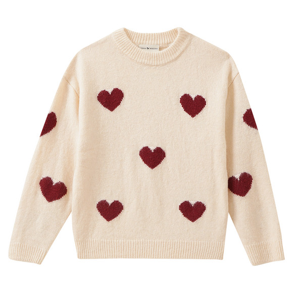 Mädchen Strickpullover mit Herz-Allover