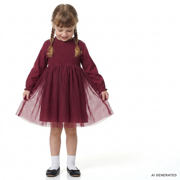 Mädchen Tüllkleid mit gesmoktem Oberteil