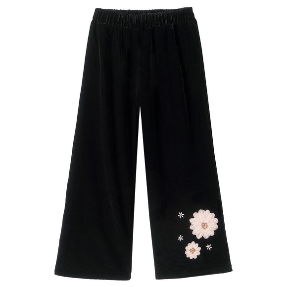 Mädchen Samthose mit Blumen-Applikation