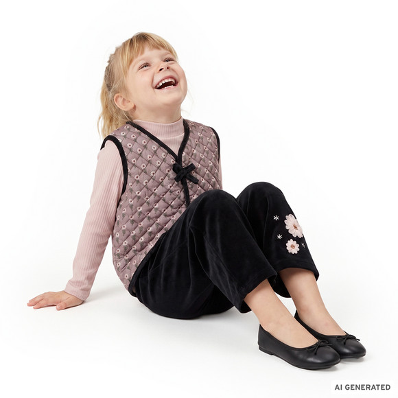 Mädchen Samthose mit Blumen-Applikation