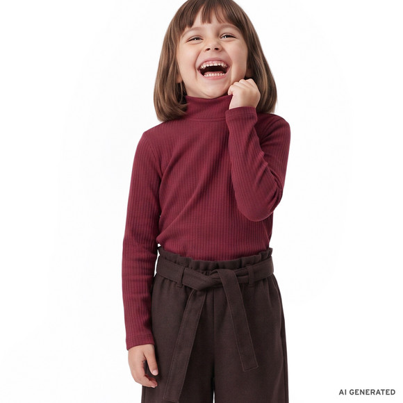 Mädchen Langarmshirt mit Rippstruktur