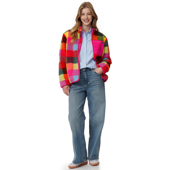 Damen Teddyjacke bunt kariert