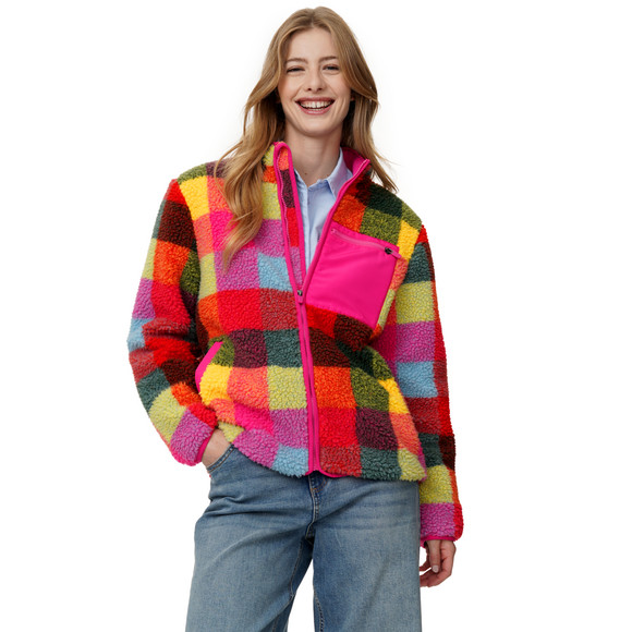 Damen Teddyjacke bunt kariert