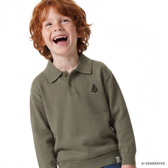 Jungen Polo-Sweatshirt mit kleiner Stickerei