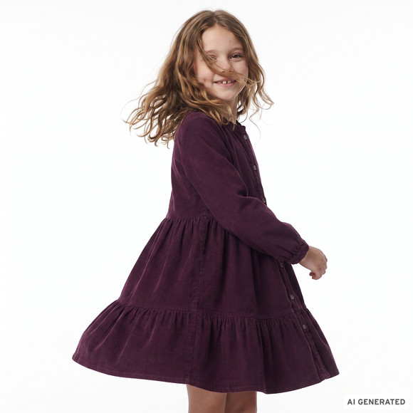 Mädchen Cordkleid mit Rüschen