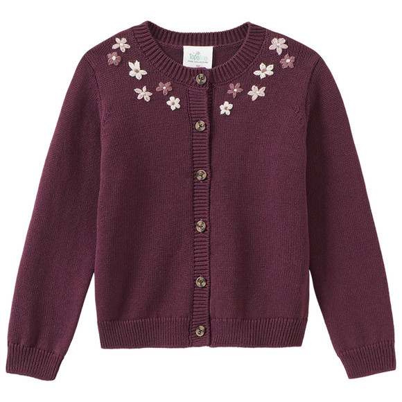 Mädchen Strickjacke mit Blumen-Stickerei