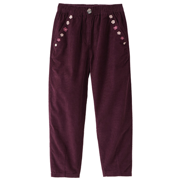 Mädchen Cordhose mit Blumen-Stickerei