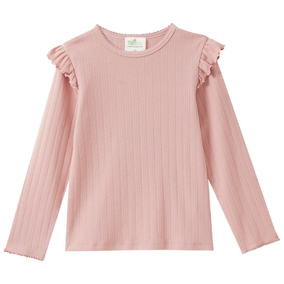 Mädchen Langarmshirt mit Rippstruktur