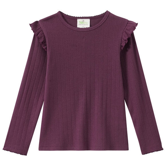 Mädchen Langarmshirt mit Rippstruktur