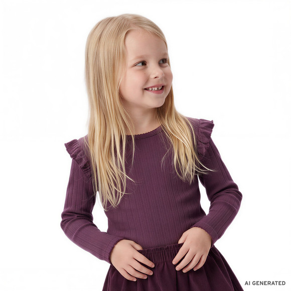 Mädchen Langarmshirt mit Rippstruktur