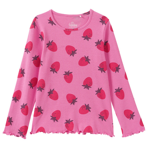 Mädchen Langarmshirt mit Rippstruktur