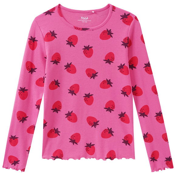 Mädchen Langarmshirt mit Rippstruktur