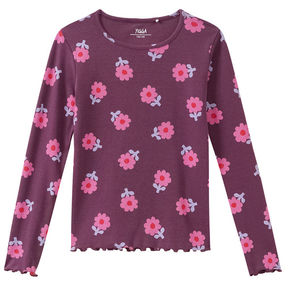 Mädchen Langarmshirt mit Rippstruktur